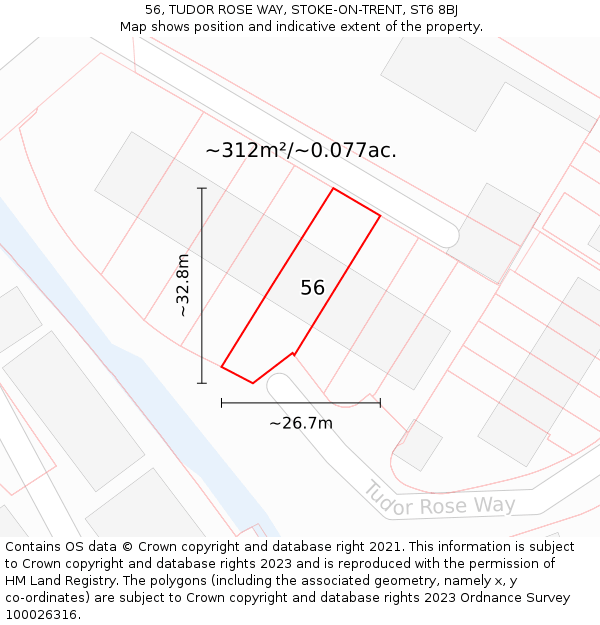 56, TUDOR ROSE WAY, STOKE-ON-TRENT, ST6 8BJ: Plot and title map