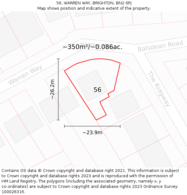 56, WARREN WAY, BRIGHTON, BN2 6PJ: Plot and title map