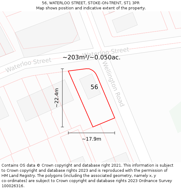 56, WATERLOO STREET, STOKE-ON-TRENT, ST1 3PR: Plot and title map