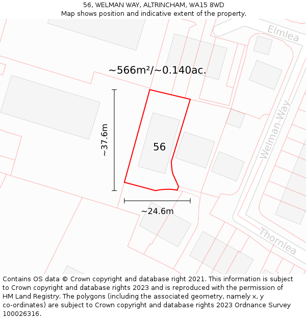 56, WELMAN WAY, ALTRINCHAM, WA15 8WD: Plot and title map