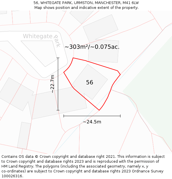 56, WHITEGATE PARK, URMSTON, MANCHESTER, M41 6LW: Plot and title map