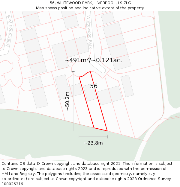 56, WHITEWOOD PARK, LIVERPOOL, L9 7LG: Plot and title map