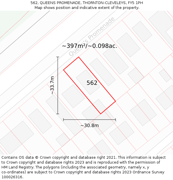 562, QUEENS PROMENADE, THORNTON-CLEVELEYS, FY5 1PH: Plot and title map