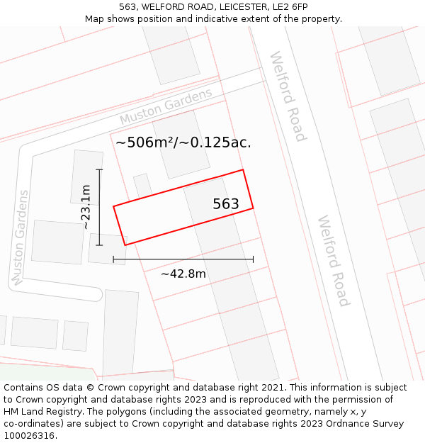 563, WELFORD ROAD, LEICESTER, LE2 6FP: Plot and title map