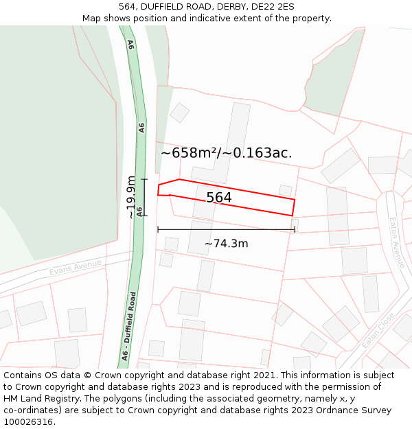 564, DUFFIELD ROAD, DERBY, DE22 2ES: Plot and title map