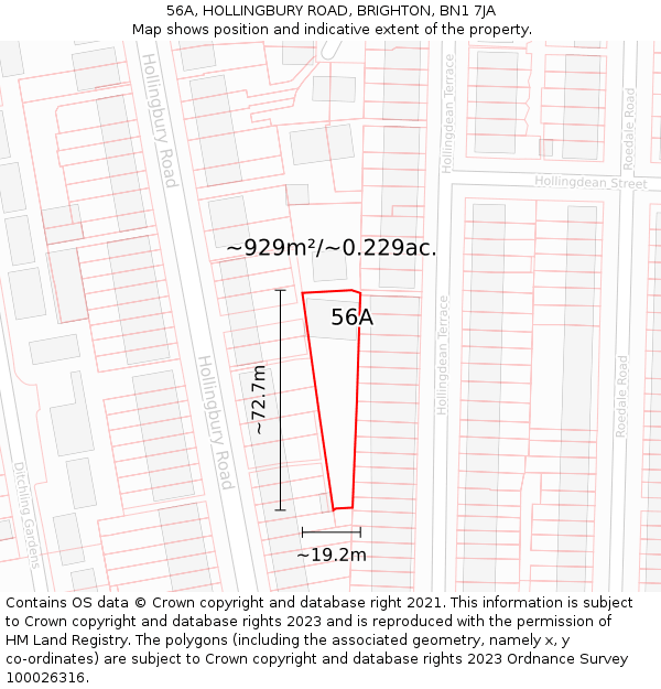 56A, HOLLINGBURY ROAD, BRIGHTON, BN1 7JA: Plot and title map