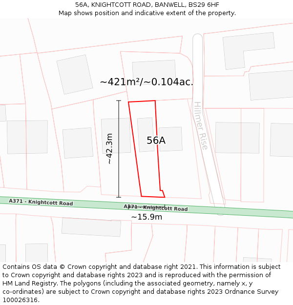 56A, KNIGHTCOTT ROAD, BANWELL, BS29 6HF: Plot and title map