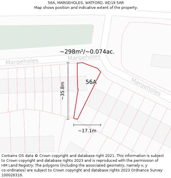 56A, MARGEHOLES, WATFORD, WD19 5AR: Plot and title map