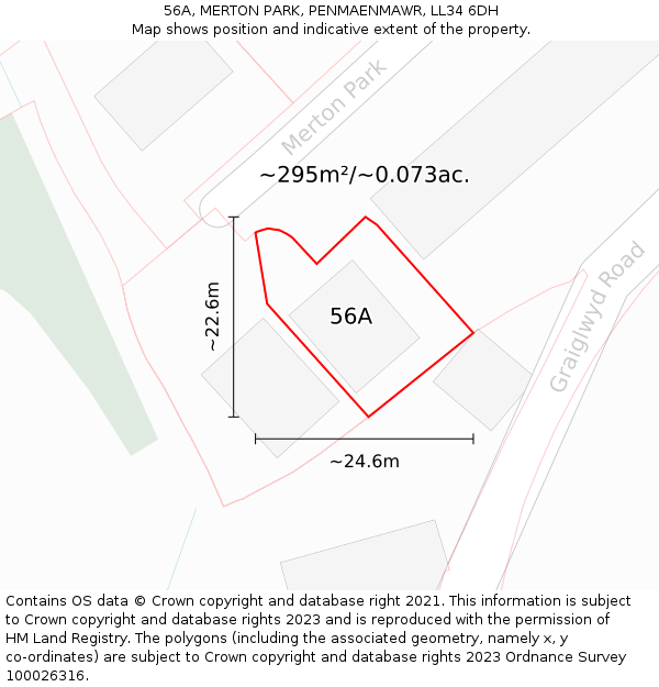 56A, MERTON PARK, PENMAENMAWR, LL34 6DH: Plot and title map