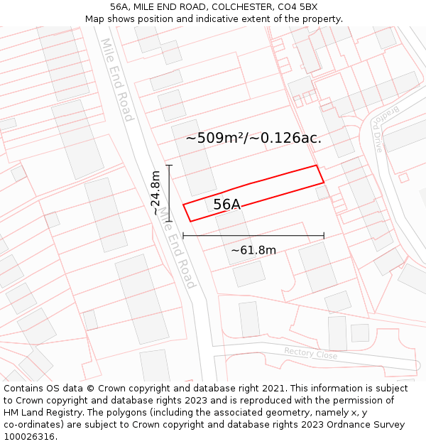 56A, MILE END ROAD, COLCHESTER, CO4 5BX: Plot and title map