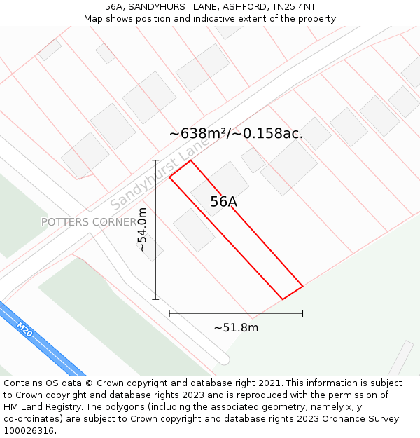 56A, SANDYHURST LANE, ASHFORD, TN25 4NT: Plot and title map
