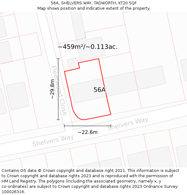 56A, SHELVERS WAY, TADWORTH, KT20 5QF: Plot and title map