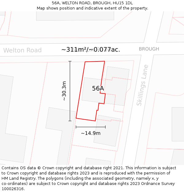 56A, WELTON ROAD, BROUGH, HU15 1DL: Plot and title map