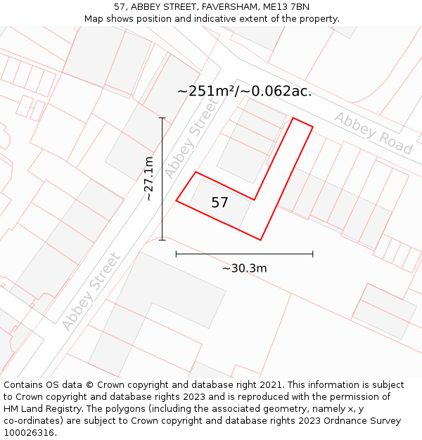 57, ABBEY STREET, FAVERSHAM, ME13 7BN: Plot and title map