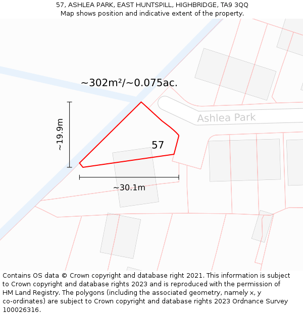 57, ASHLEA PARK, EAST HUNTSPILL, HIGHBRIDGE, TA9 3QQ: Plot and title map