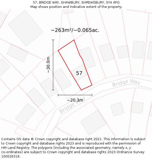 57, BRIDGE WAY, SHAWBURY, SHREWSBURY, SY4 4PG: Plot and title map