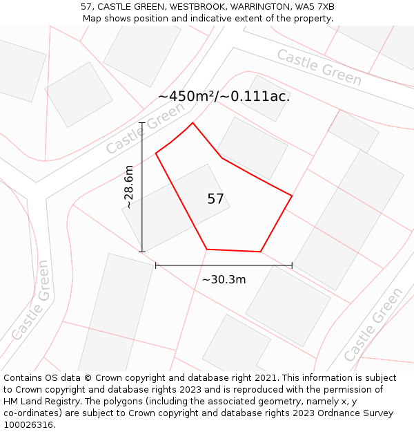 57, CASTLE GREEN, WESTBROOK, WARRINGTON, WA5 7XB: Plot and title map