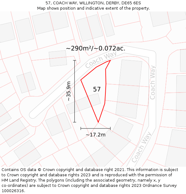 57, COACH WAY, WILLINGTON, DERBY, DE65 6ES: Plot and title map