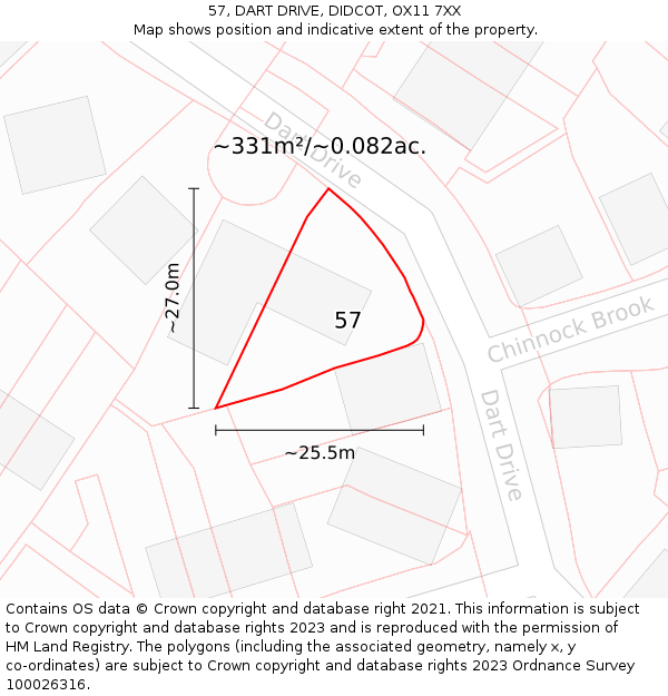 57, DART DRIVE, DIDCOT, OX11 7XX: Plot and title map