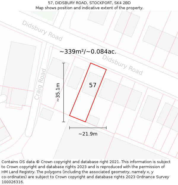 57, DIDSBURY ROAD, STOCKPORT, SK4 2BD: Plot and title map