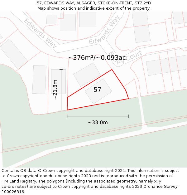 57, EDWARDS WAY, ALSAGER, STOKE-ON-TRENT, ST7 2YB: Plot and title map