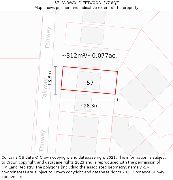 57, FAIRWAY, FLEETWOOD, FY7 8QZ: Plot and title map