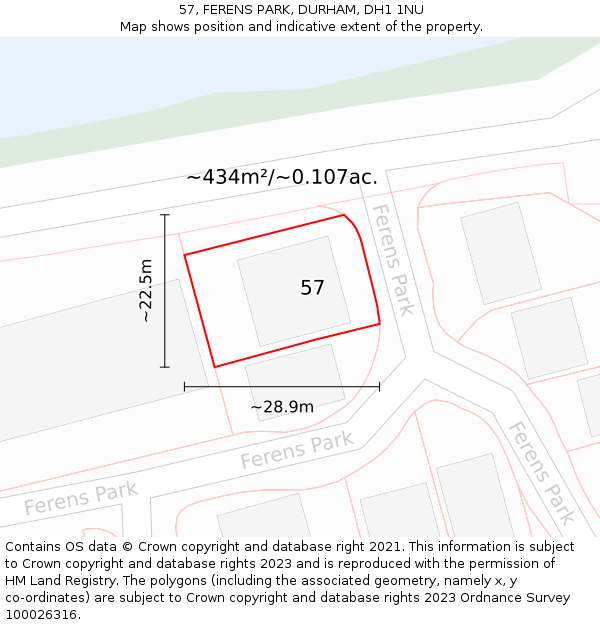 57, FERENS PARK, DURHAM, DH1 1NU: Plot and title map