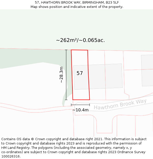 57, HAWTHORN BROOK WAY, BIRMINGHAM, B23 5LF: Plot and title map