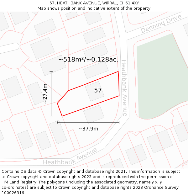 57, HEATHBANK AVENUE, WIRRAL, CH61 4XY: Plot and title map