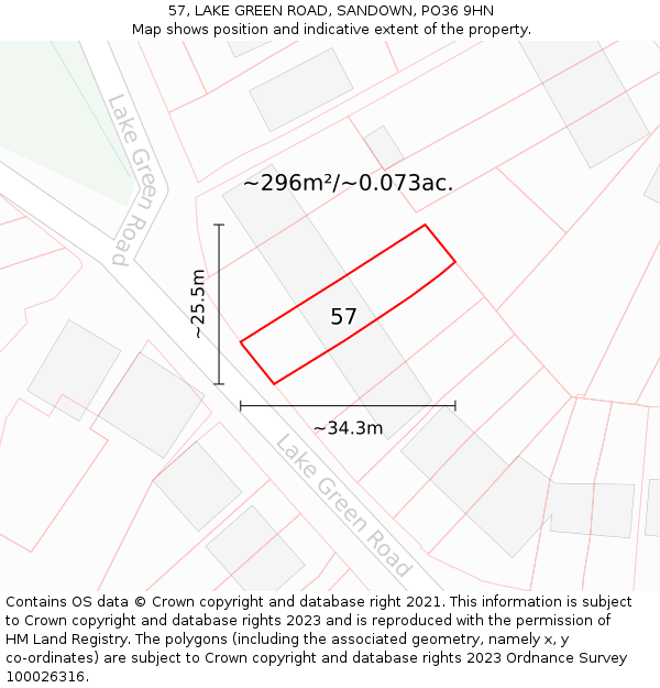 57, LAKE GREEN ROAD, SANDOWN, PO36 9HN: Plot and title map