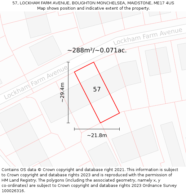 57, LOCKHAM FARM AVENUE, BOUGHTON MONCHELSEA, MAIDSTONE, ME17 4US: Plot and title map