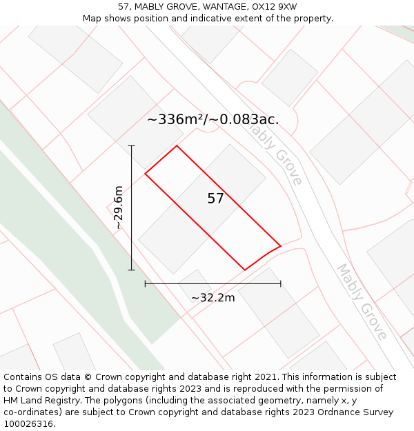 57, MABLY GROVE, WANTAGE, OX12 9XW: Plot and title map