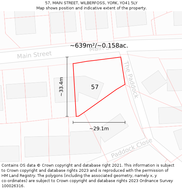 57, MAIN STREET, WILBERFOSS, YORK, YO41 5LY: Plot and title map