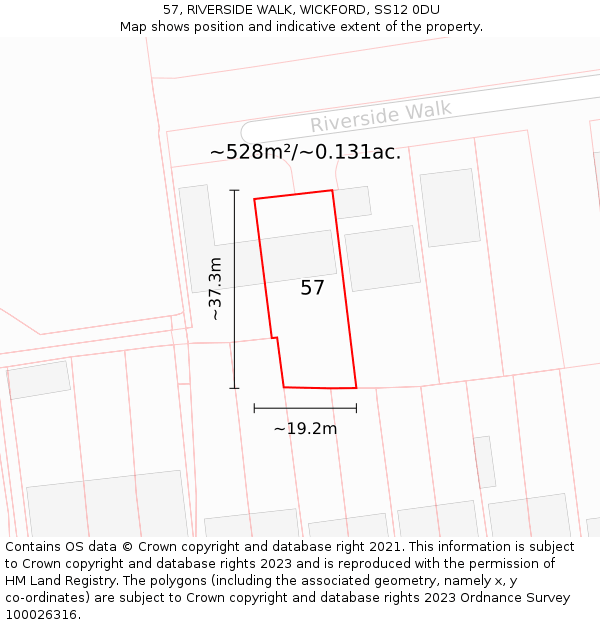 57, RIVERSIDE WALK, WICKFORD, SS12 0DU: Plot and title map