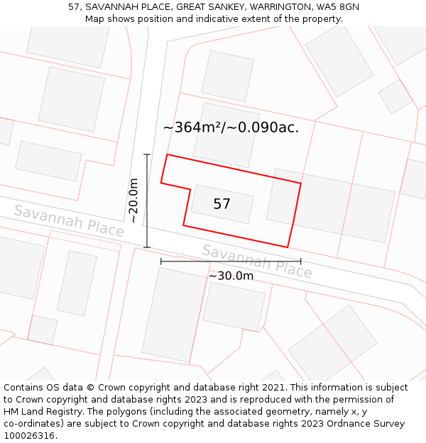 57, SAVANNAH PLACE, GREAT SANKEY, WARRINGTON, WA5 8GN: Plot and title map