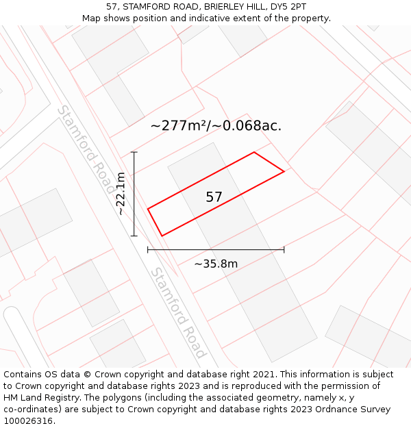 57, STAMFORD ROAD, BRIERLEY HILL, DY5 2PT: Plot and title map