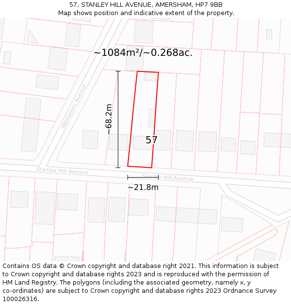 57, STANLEY HILL AVENUE, AMERSHAM, HP7 9BB: Plot and title map