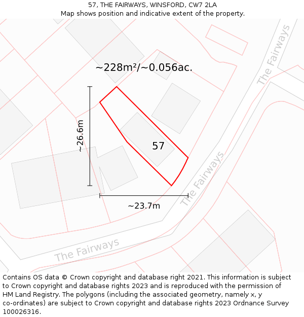 57, THE FAIRWAYS, WINSFORD, CW7 2LA: Plot and title map