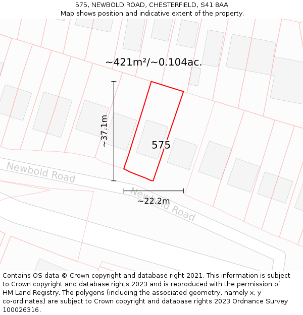 575, NEWBOLD ROAD, CHESTERFIELD, S41 8AA: Plot and title map