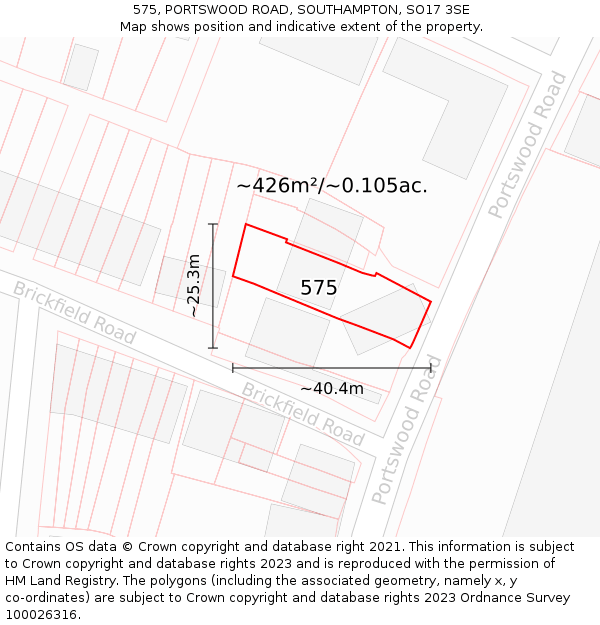 575, PORTSWOOD ROAD, SOUTHAMPTON, SO17 3SE: Plot and title map