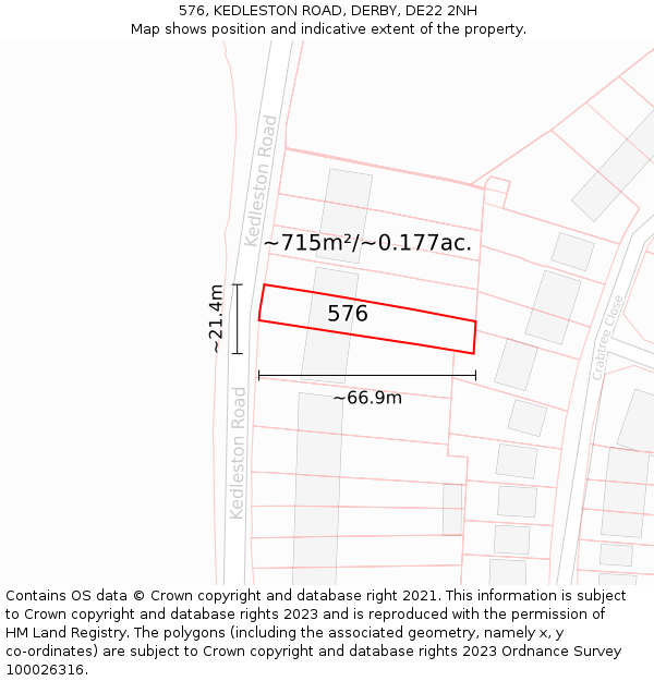 576, KEDLESTON ROAD, DERBY, DE22 2NH: Plot and title map