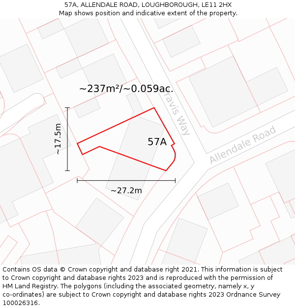 57A, ALLENDALE ROAD, LOUGHBOROUGH, LE11 2HX: Plot and title map