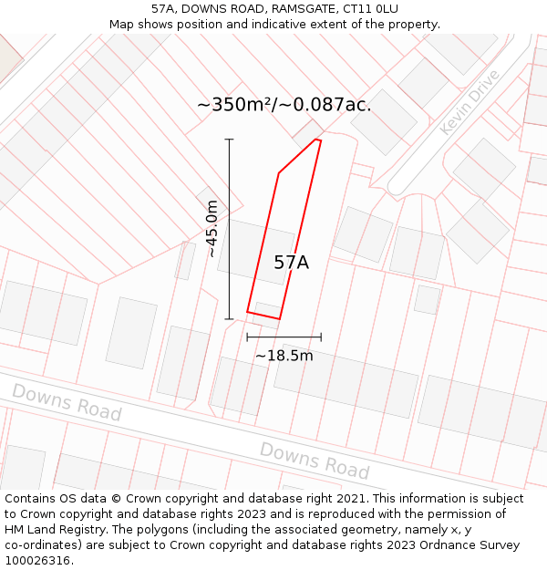 57A, DOWNS ROAD, RAMSGATE, CT11 0LU: Plot and title map