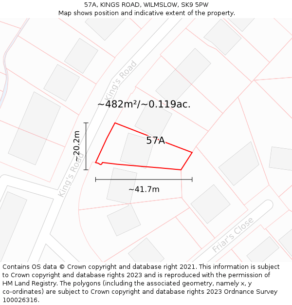 57A, KINGS ROAD, WILMSLOW, SK9 5PW: Plot and title map