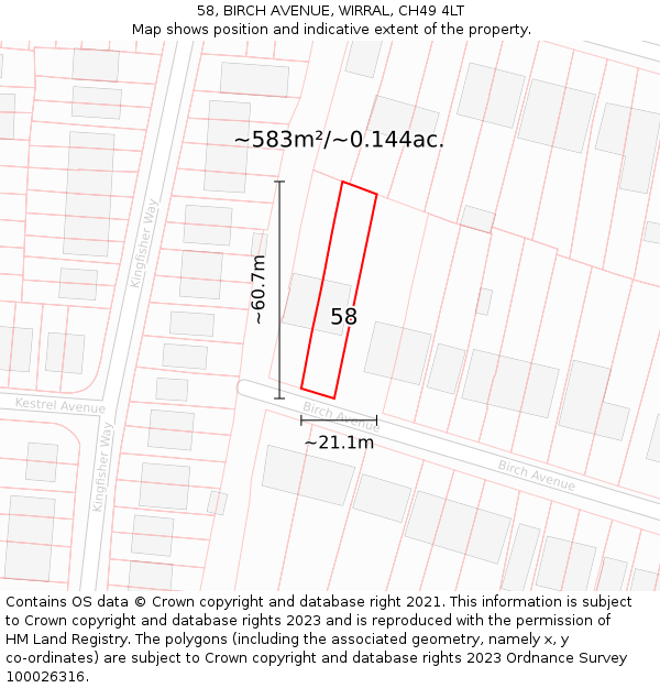 58, BIRCH AVENUE, WIRRAL, CH49 4LT: Plot and title map