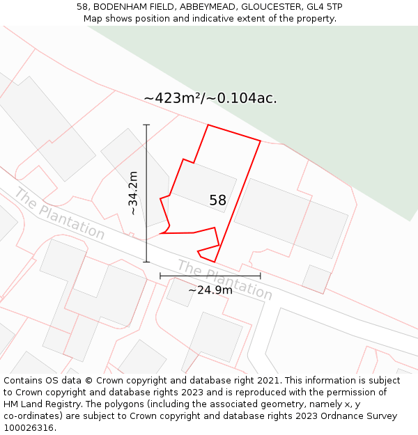 58, BODENHAM FIELD, ABBEYMEAD, GLOUCESTER, GL4 5TP: Plot and title map