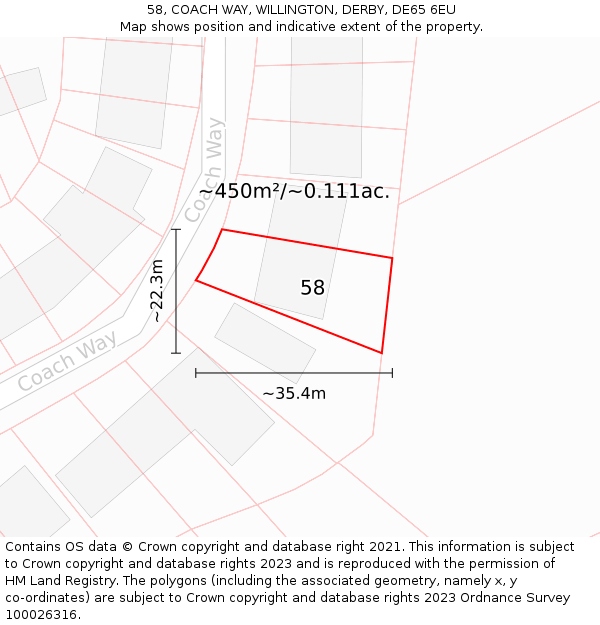 58, COACH WAY, WILLINGTON, DERBY, DE65 6EU: Plot and title map