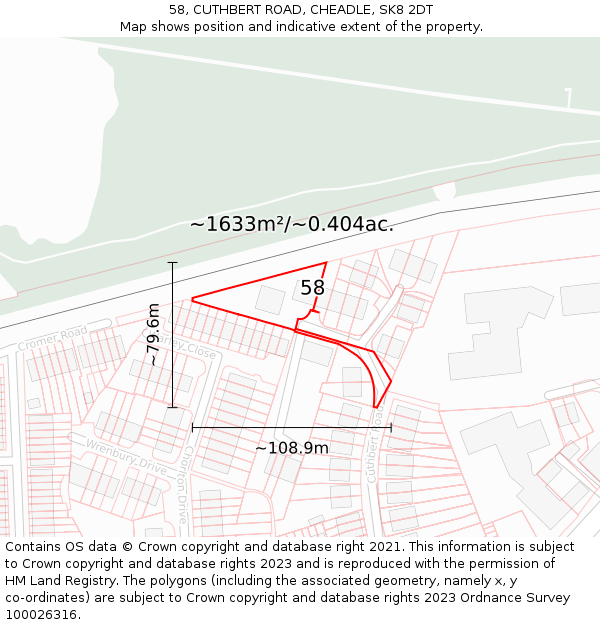 58, CUTHBERT ROAD, CHEADLE, SK8 2DT: Plot and title map