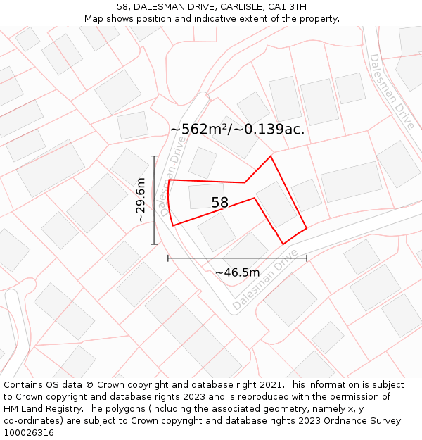 58, DALESMAN DRIVE, CARLISLE, CA1 3TH: Plot and title map