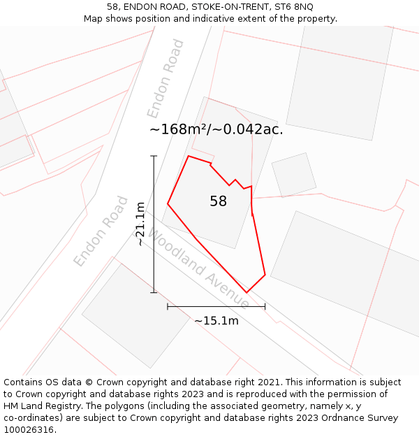 58, ENDON ROAD, STOKE-ON-TRENT, ST6 8NQ: Plot and title map